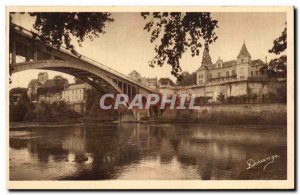 Old Postcard La Roche Posay The new bridge over the Creuse and the general view