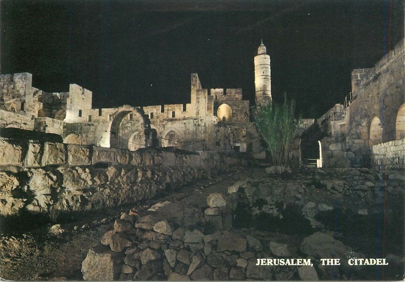 Post card Israel Jerusalem The Citadel night aspect