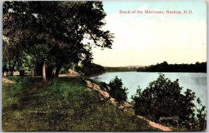 Bank Of The Merimac Nashua New Hampshire NH Lake Fishing Area Grounds Postcard