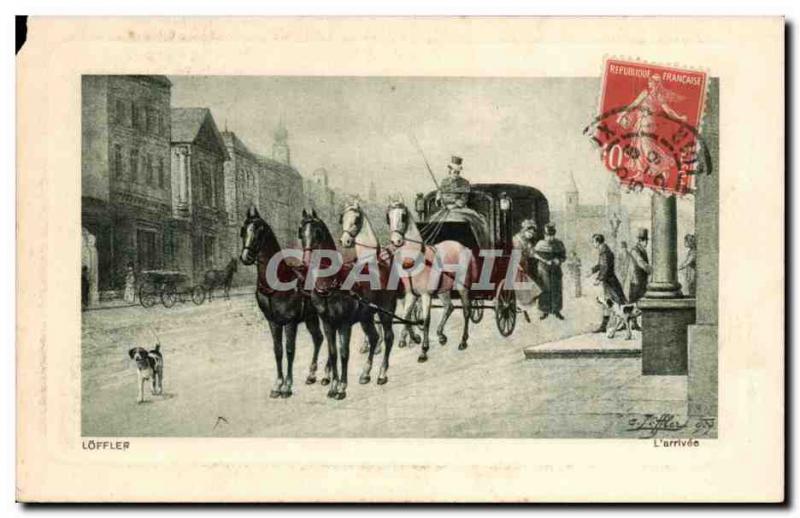 Old Postcard Loffler L & # 39arrivee Caleche Horses Horse Horse