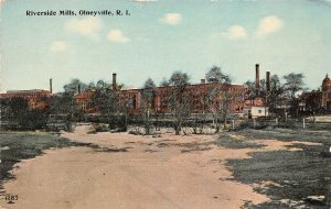Olneyville Rhode Island Riverside Mills, Color Lithograph Vintage PC U11840