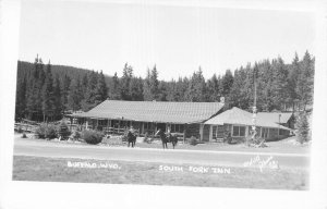 BUFFALO WY~BOYS ON HORSES SOUTH FORK INN~1940s O'NEIL REAL PHOTO POSTCARD