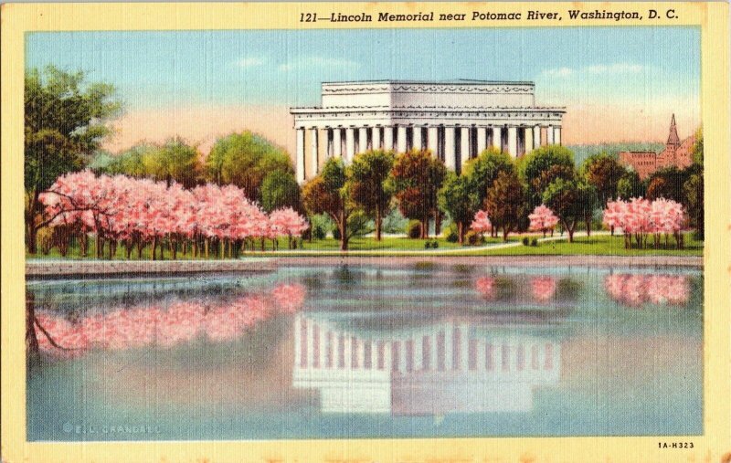 Lincoln Memorial Greek Temple Potomac River Tidal Basic Memorial Tokyo Postcard 