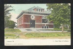 LEBANON ILLINOIS STATE BANK OF LEBANON 1909 VINTAGE POSTCARD