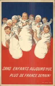 France Babies Population Birth Social HIstory Poster Art Postcard c1915 LS19