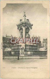 Old Postcard Paris Fountain Saint Sulpice