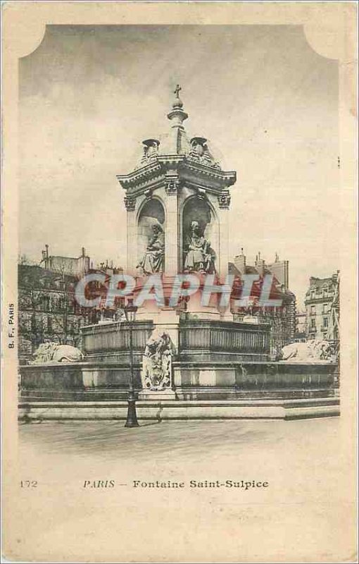 Old Postcard Paris Fountain Saint Sulpice