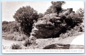 OREGON, Illinois IL ~ Castle Rock THE PINNACLE Rock River 1950s Childs Postcard