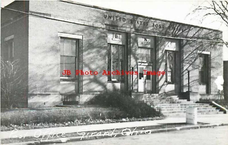 OH, Girard, Ohio, RPPC, Post Office Building, Entrance View, Photo