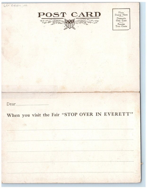 c1905 Bird's Eye View Of Everett Washington WA Unposted Antique Postcard