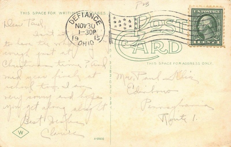 LPS70 DEFIANCE Ohio Public Library Postcard