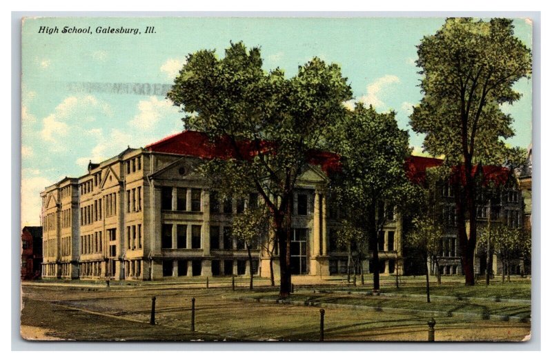 High School Building Galesburg Illinois IL 1911 DB Postcard P24