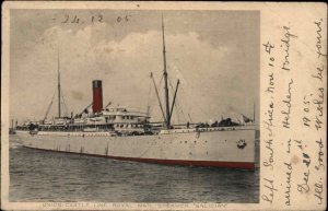 Union-Castle Line Royal Mail Steamer Galician 1905 Cancel Passenger Msg PC