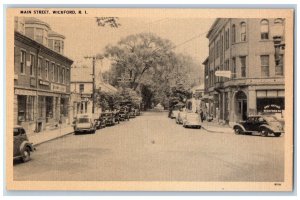 Wickford Rhode Island RI Postcard Main Street Cars Coca Cola c1930's Vintage