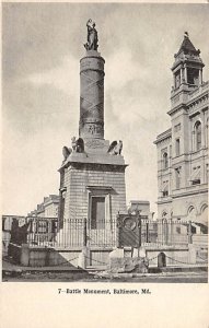 Battle Monument Baltimore, Maryland MD Postcards