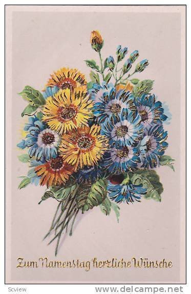 Flower bouquet Birthday greetings , 1910s #2