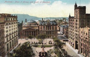 Postcard Place d'Armes and Bank of Montreal Canada