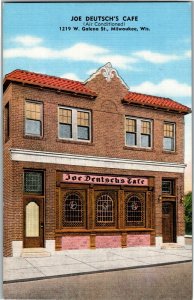 Joe Deutsch's Cafe, 1219 W Galena Street Milwaukee WI Vintage Linen Postcard N31