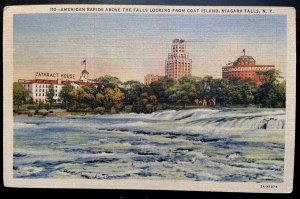 Vintage Postcard 1936 American Rapids from Goat Island, Niagara Falls, New York
