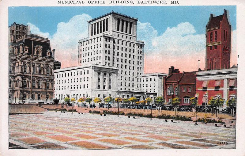 Municipal Office Building, Baltimore, Maryland, 1932 Postcard, Unused