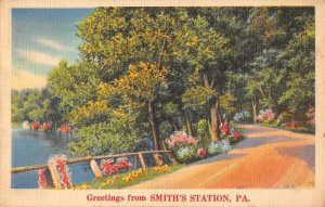 Smith's Station Pennsylvania Greetings Road Scenic Vintage Postcard JF360383