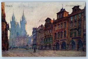 Prague Bohemia Czech Republic Postcard Old Town Square c1910 Antique Unposted