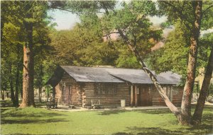 Hand Colored Postcard Log Cabin Shelter House Charles Lindbergh State Park MN