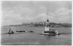 RPPC CONSTANTINOPLE La Pointe du Seray Tour de Léandre Istanbul Vintage Postcard