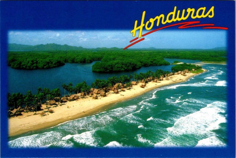 2~4X6 Postcards Tela, Honduras  GARIFUNA VILLAGE OF MIAMI~Aerial View & MAP CARD