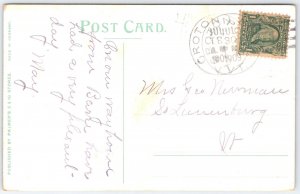 Barre VT Spaulding School 1909 Postcard - Groton VT Postmark Statue