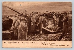 WW1  Battle of Guerre  1914-1915  Serbian Artillery in Action     Postcard