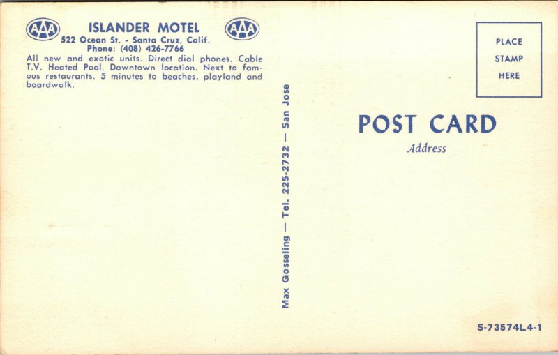 Vtg 1950 Islander Motel Multiview Ocean Street Santa Cruz California CA Postcard