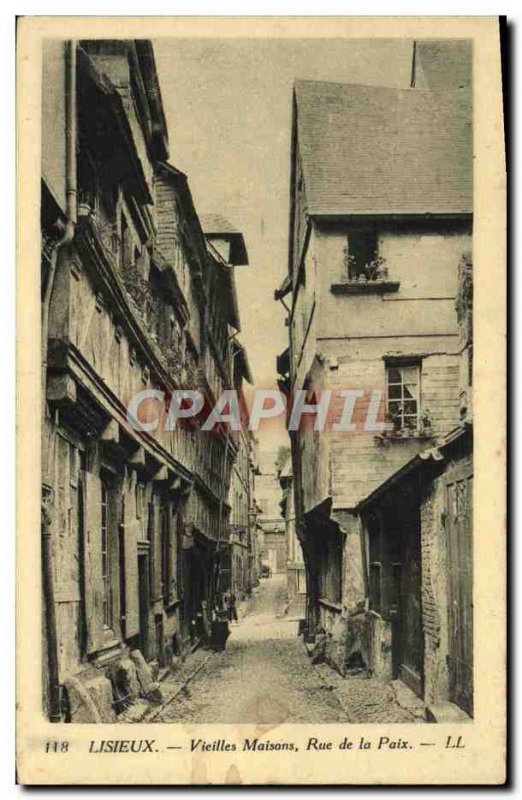 Old Postcard Lisieux Old Houses street peace