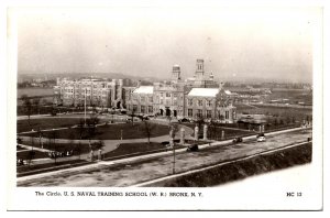 RPPC The Circle, US Naval Training School, US Navy Postmark, Bronx, NY Postcard