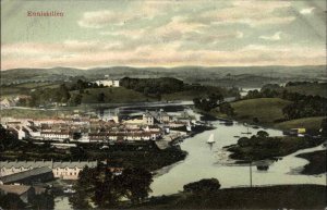 Enniskillen Northern Ireland Bird's Eye View c1910 Vintage Postcard