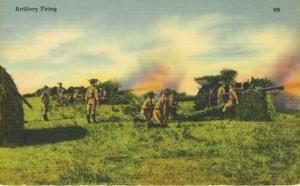 Artillery Firing Military Series 20 Subjects Vintage Linen Postcard D18