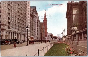 Art Institute and Michigan Ave Chicago Illinois Postcard Posted 1915