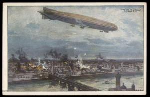 Germany WWI Zeppelin Schuete Lanz over Warsaw Patriotic PC Luftflotten Ver 79907