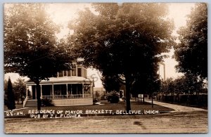 K47/ Bellevue Michigan RPPC Postcard c1910 Residence of Mayor Brackett 191