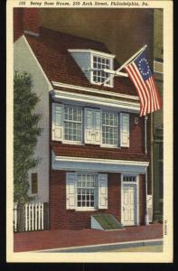 Linen Postcard*Betsy Ross House/Philadelphia/PA