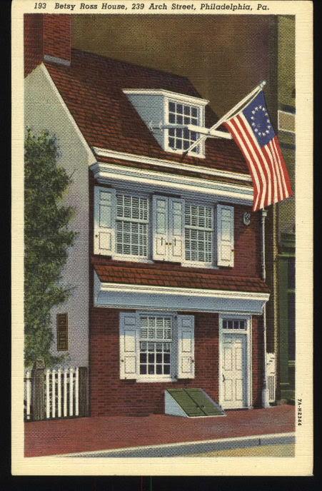 Linen Postcard*Betsy Ross House/Philadelphia/PA