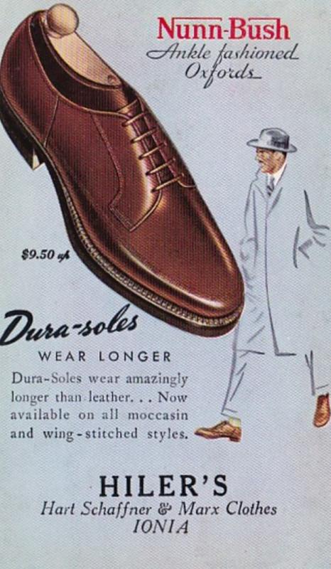 Advertising Nunn-Bush Oxford Shoes Hiler's Hart Schaffner & Marx Clothes...