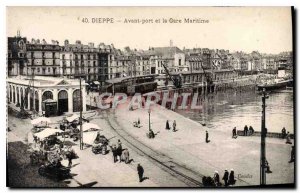Old Postcard Dieppe Before port and the Maritime Station