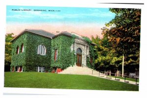 Postcard LIBRARY SCENE Dowagiac Michigan MI AU9089