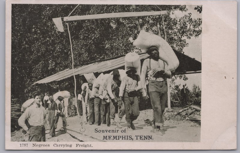 Memphis, TN., Negroes carrying freight Souvenir of Memphis-1906