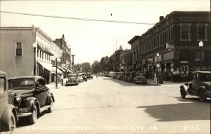 Forest City Iowa IA Main Street Scene Classic Cars Vintage Postcard