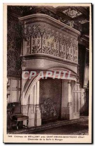 Postcard Old Chateau Meillant near Saint Amand Montrond Chart Fireplace in Di...