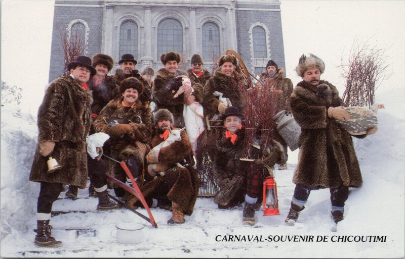 Carnaval Souvenir de Chicoutimi Quebec QC Men Goats Winter Parkas Postcard G15