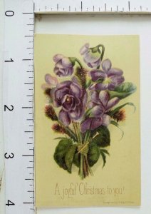 1882 Victorian Christmas Trade Card Beautiful Purple Violets Fabulous! P43