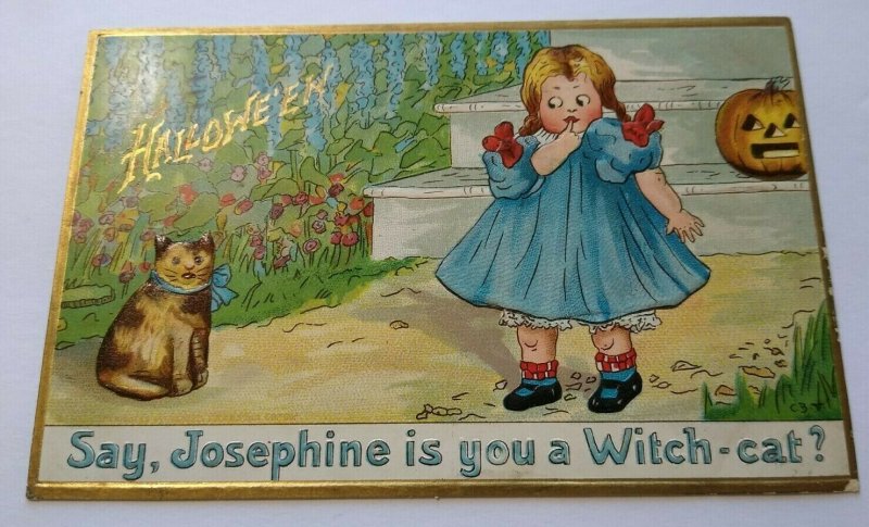 Vintage Halloween Postcard Tucks Josephine The Cat Series 181 Original Wichita